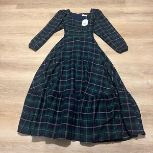 New With Tags Ivy City Connie In Navy Plaid Tiered Lined Midi Dress Women Size 6